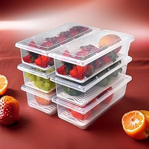 I Khodal Air Tight plastic storage containers set for kitchen, Pantry Organizer kitchen Accessories item, Fridge storage boxes, Leak-proof, Durable and Space - saving. 1500ml Set of 6