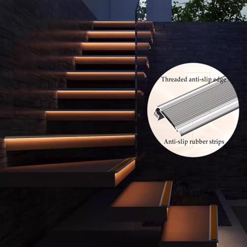 Borde de escalón para azulejos y madera con protector de aluminio antideslizante de 100 cm 3