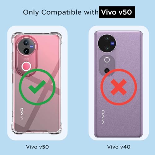 Image of Amazon Basics Back Cover for Vivo T4R 5G / iQoo Z10R 5G / Vivo V50 5G / V50e 5G PC + TPU Clear Transparent Raised Edges Shockproof Protective Phone Bumper Case(Transparent)