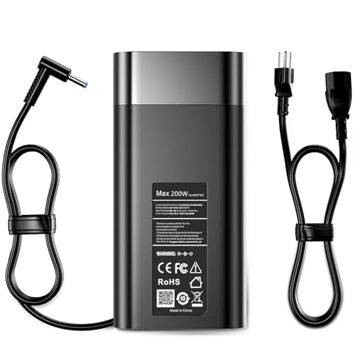 GERVGHS 200W Laptop Charger Compatible with HP Victus 15 17 Omen Pavilion Gaming 15 17 ZBook Fury Create Studio 17 15 G9 G10 G8 G7 G6 G5 G4 Envy 15 15u 2020 TPN-DA10 L00818-850 Power Cord