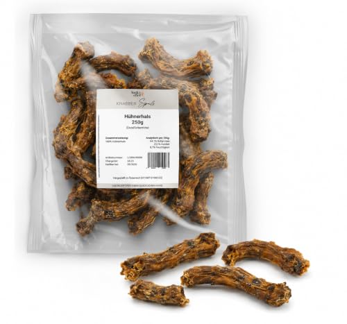 LuckyChef Hühnerhälse getrocknet für Hunde 250 g, 100% Huhn, Zahnpflege