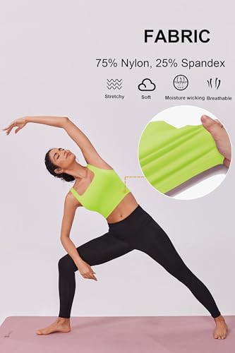 Image of PINSPARK Sports Bra for Women Square Neck Longline Tank Top with Built in Bra
