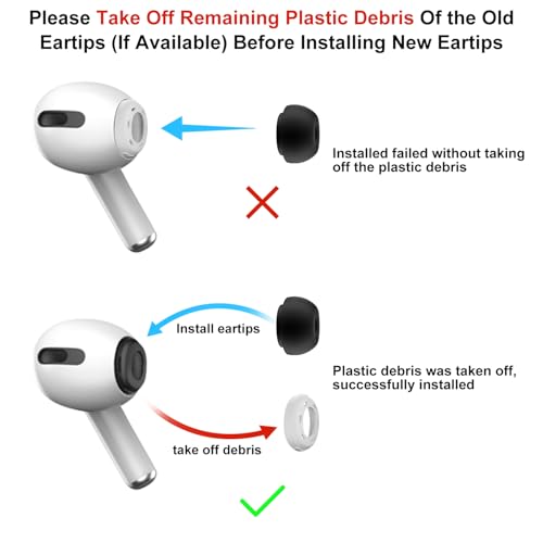Image of 3 Pairs Replacement Ear Tips for AirPods Pro 1st & 2nd Generation with Noise Reduction Hole, Silicone Ear Tips for AirPods Pro with Portable Storage Box and Fits in Charging Case (Medium, Black)