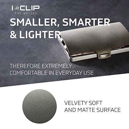 I-Clip Original Cardholder With Moneyclip -Smooth Leather Slim Wallet - Leather Wallet - Premium Wallet - Cardholder - Soft Touch Silver Olive #TOP3