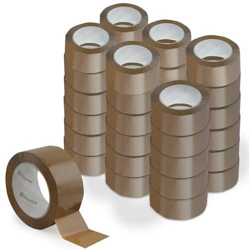 Waytex Pack de 36 rouleaux de Ruban Adhésif d'Emballage Pro MARRON 66m x 50mm, Silencieux, en...