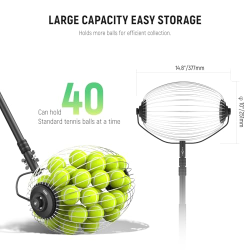 image for NEEWER Tennis Ball Pickleball Collector Roller, No Bending Over Quick 