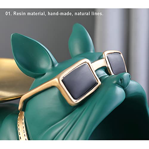 French Bulldog Resin Statue Tray Key Bowl, Animal Sculpture Desk Storage Home Decor In The Living Room, Bedroom Office Snack Tray (Style 5, Black) #TOP2