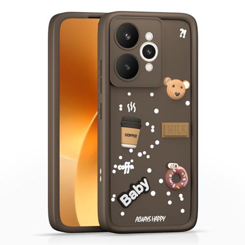 Image of Pikkme Back Cover for Realme 15 5G | 3D Cartoon Silicone Case Cute & Fun Full Protective Bumper Cover (Brown)