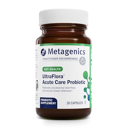 Metagenics UltraFlora Acute Care Probiotic Supplement for Rapid Relief of Acute Bowel Distress, Bloating & Gas Supports Healthy Gut Flora & Digestive Comfort Non-GMO 30 Capsules*