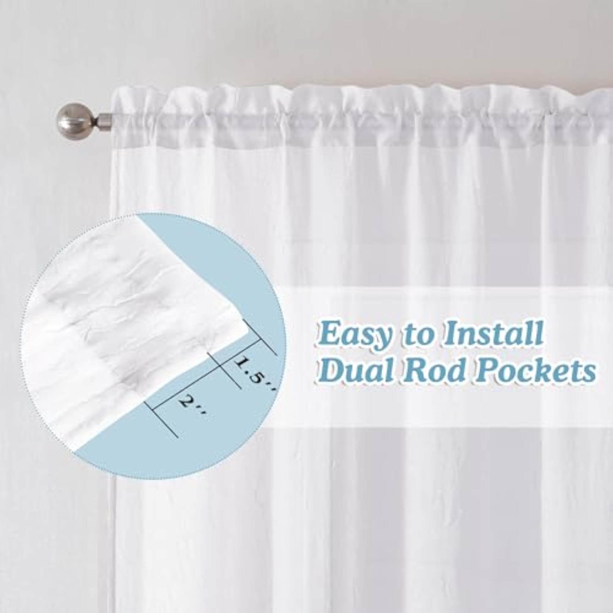 Crushed White Sheer Valances for Window
