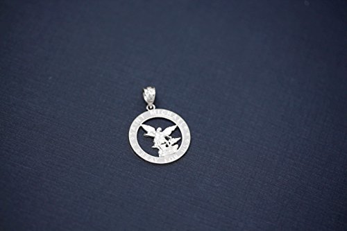 Calirosejewelry MP2416S-ROUND Sterling Silver Saint Michael Pray For Us Round Charm Pendant thumb #2