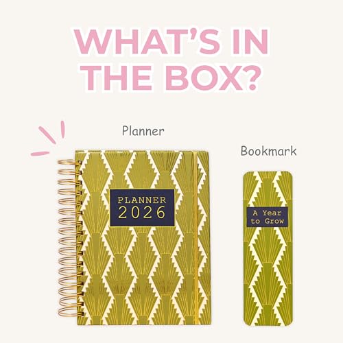 Image of Art Deco Planner with Bookmark | Planner Set Includes A5 Journal (22x17 cm) 228 Pages | 120 GSM | 250+ Stickers | Bookmark with Cover Box (The Art Deco Edition, Aesthetic Series)