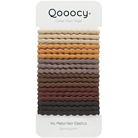 Qooocy Hair Ties Natural Peanuts 18 Pcs,Hair Accessories for Women Perfect for Long Lasting Braids, Ponytails, Brown Cover