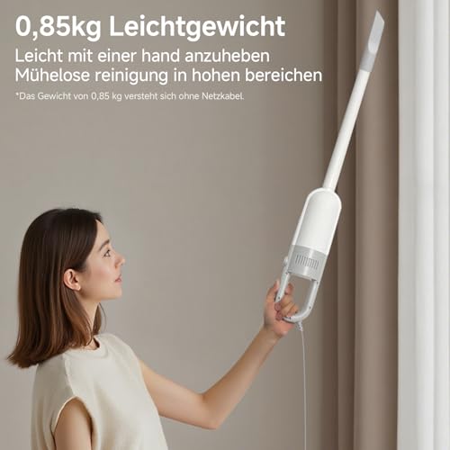 SIMPLUS Staubsauger mit Kabel 400W, 15KPa Stielstaubsauger 2-in-1, Leicht 0,85kg Handstaubsauger, HEPA F8 Filter, 4M Kabel, Beutellos für Hartböden Teppich Tierhaare