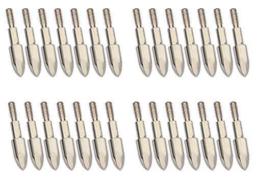 ZHANTYI 24PCS Archery Arrow 100 Grain Field Tips ID 6.2mm/.246" Screw-in Arrow Points Bullet-Shaped for Hunting Training Shooting Practice