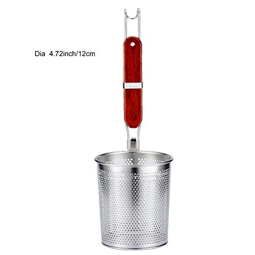 Tenta Kitchen Micro-Perforated Stainless Steel Pasta Basket Mesh Spider Food Dumpling Noodle Strainer,Fine