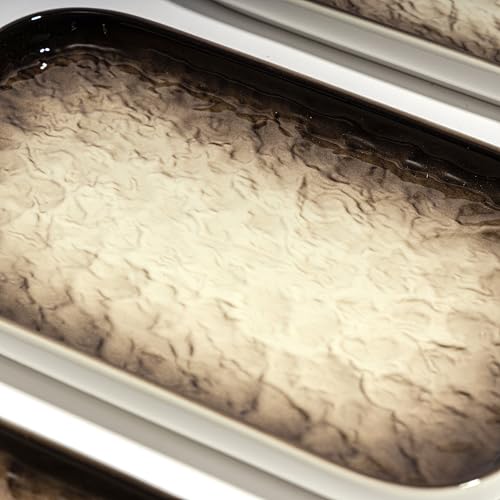 Image of Beyond Homes Ceramic Serving Tray Set of 3 | 8 Inch Rectangular Serving Plates | Premium Ceramic Platters for Sushi Dimsum Momos Snacks Starters & Appetizers | Microwave & Dishwasher Safe, Brown