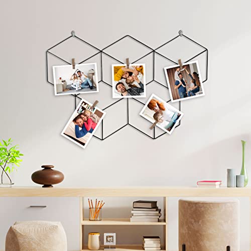 Image of Art Street Butterfly Shape DIY Metal Photo grid wall for photo hanging, wall decoration and display (size- 17 x 25 Inches) -Photo clips included