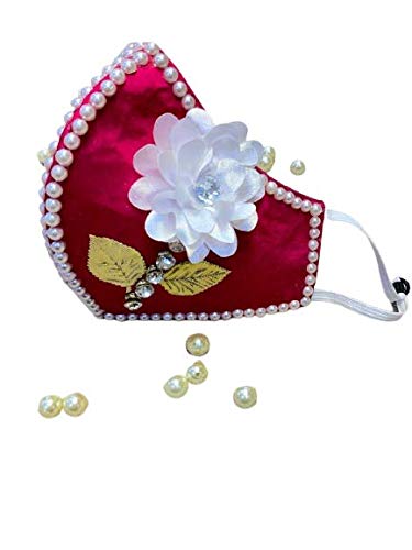 Rams Creation - Premium Red & White Floral Face Mask | Washable Reusable | Made In India