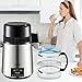 VEVOR Water Distiller, 304 Stainless Steel Countertop Water Stiller, 0.3Gal/H, 0-99H Timing Dual Temp Display, 1.1Gal Distilled Water Maker Machine, Glass Carafe, 3 Carbon Bags, Citric Acid Powder
