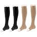 Zipper Compression Socks Toe Open for Varicose Veins and Edema , Unisex Zip Sox (2 pack) (Nude&Black, S/M)