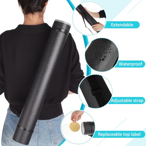 Image of Henoyso 18 Pcs Extendable Poster Tubes Bulk with Strap Blueprint Holder & Carrying Case for Maps, Documents, Artworks, Banners (L)