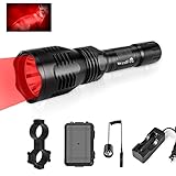 WINDFIRE WF-802 Tactical Red Flashlight Waterproof 350 Lumens 250 Yard Long Range Throwing LED Predator Light Coyote Hog Hunting with Pressure Switch & 1“ Scope Mount