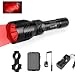 WindFire® [A Complete Set] WF-802 Tactical Flashlight Waterproof 350 Lumens 18650 Battery 250 Yard Long Range Throwing RED Hunting Light RED Cree LED Coyote Hog Hunting Light Lamp Torch with Remote Pressure Switch & 1" Scope Mount & 18650 Rechargeable battery and Charger for Hunting Fishing