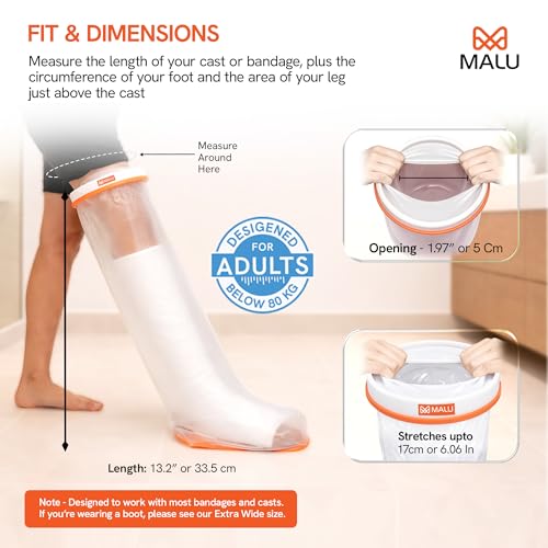 Image of 100% Waterproof Leg Cast Cover for Shower & Bath | Resuable Adult Cast Protector with Anti-Slip Bottom | Cast Covers for Shower Leg | Waterproof Shield for Showering After Surgery