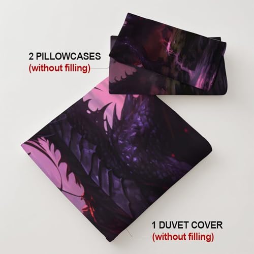 Linge de lit dragon drap housse microfibre 3D antidérapant 200x200cm - 8