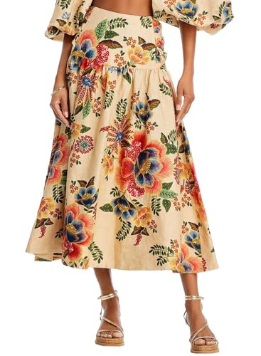 Euroflax Midi Skirt in Delicate Garden Sand by FARM RIO ACTIVE