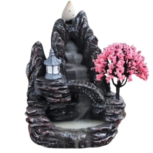 ZHAOYCSH Quemador de Incienso de Reflujo con Efecto Cascada, Soporte para Incienso de Resina, Incensario con Base Decorativa de Paisaje Natural para Meditación, Yoga, SPA, Relajación en el Hogar