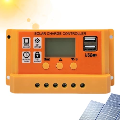 Regulador De Carga Solar - Regulador Solar 30a Dual USB 12v 24v,Inversor Para Tabletas Móviles PC Baterías Camping-Car | Protección Sobrecarga Energía Renovable