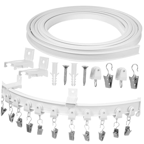 PRETYZOOM 1 Set Bendable Curtain Track System Flexible Curved Curtain Rail for Dividers Windows Includes Clips Complete Accessories for Easy Installation
