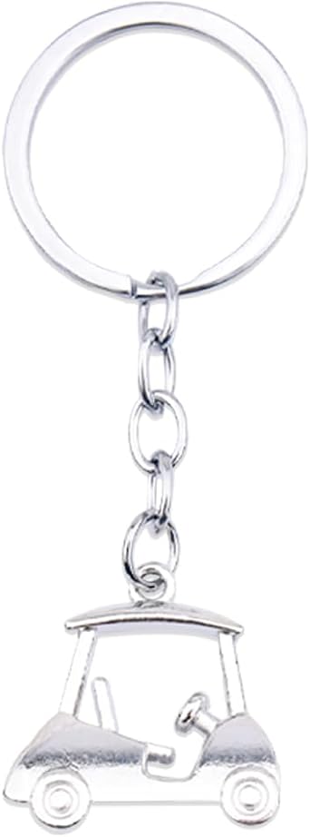 YALLNASL Golf Cart Keychain Silver Gold Golf Bag Accessories Charms for Women Men Golf Lovers Birthday Christmas Gift Ideas