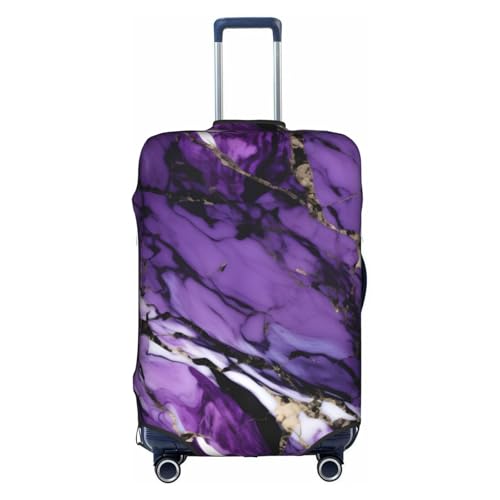 Housse de valise voyage grand format polyester lavable marbre violet blanc XL