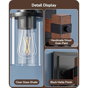 Edishine wall sconces set of 2 farmhouse vanity lights fixtures for bathroom 1 light faux wood rustic bath wall mount lamp with clear glass shade for hallway living room mirror kitchen  urban country home decor