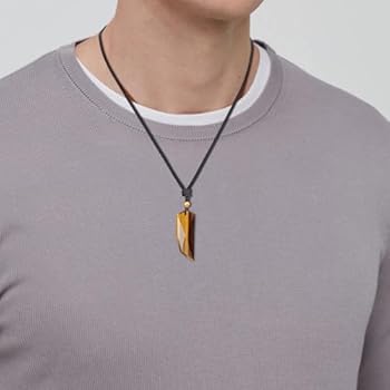 COAI Roestvrij stalen ketting wolf tand stenen hanger ketting, Steen, Howliet