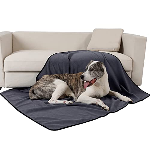 PETTOM wasserdichte Hundedecke 100x75cm, Weiche Hundedecke für große und kleine Hunde, Schutzdecke für Sofa, Bett Autositz, Möbel - 30°C waschbar (M, Grau)