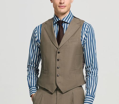 Men's Business Suit Vest Notch Lapel Slim Fit Dress Waistcoat for Wedding Party Dinner4