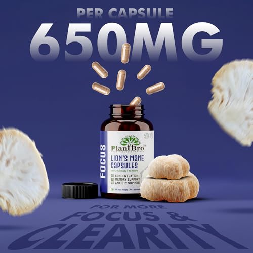 Image of Lion's Mane Mushroom Extract 60 Capsules - 10:1 Concentrate for Focus, Memory & Brain Clarity - Nootropic Supplement for Students & Professionals - Vegan, Non-GMO, FSSAI Certified