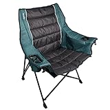 Kijaro Cayman Blue Iguana Quilted Club Adult Dual Lock Camping Chair Features Solid Polyester Fabric and Built-in Internal Side Storage Pockets.