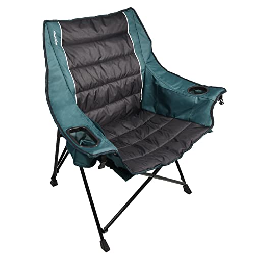 Kijaro Cayman Blue Iguana Quilted Club Adult Dual Lock Camping Chair Features Solid Polyester Fabric and Built-in Internal Side Storage Pockets.