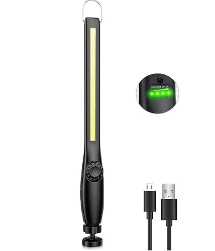 highsam Baladeuse Led Mecanicien, Lampe de Travail Rechargeable, COB Lampe Atelier Dimmable, Lampe de Poche LED pour Voiture, Garage, Camping (1 Pièces)
