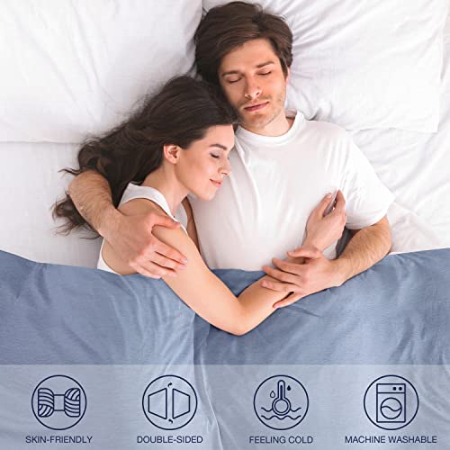 Image of EXQ Home Weighted Blanket Cover 60x80 -Queen Size Premium Soft for Weighted Blanket with Zipper,Machine Washable Duvet Cover (Dark Blue,Duvet Cover Only)