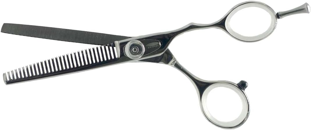 Cricket Logo Gold Series Pro 30T Hair Cutting Scissors Thinning Shears for Professional Stylist Barber, Texturizing, Removing Bulk, Stainless Steel, Convex Edge