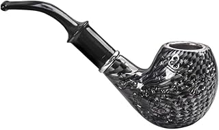 Tobacco Pipe, Black and Gray Engraved Resin Smoking Pipe，Stylish and Exquisite