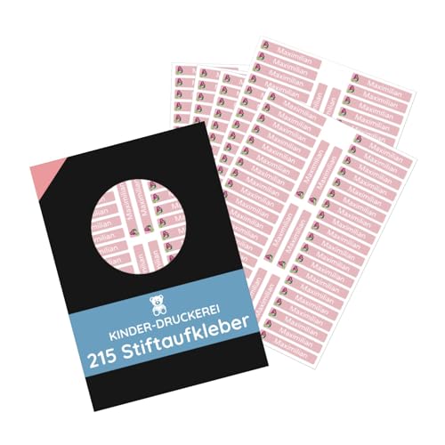 215 Stück personalisierte Stiftaufkleber Stiftetiketten 40x6 mm - Namensaufkleber mini/sehr klein - Aufkleber für Stifte Buntstifte Füller/Wasserfest/Kratzfest (Rot Set 215 Stück)