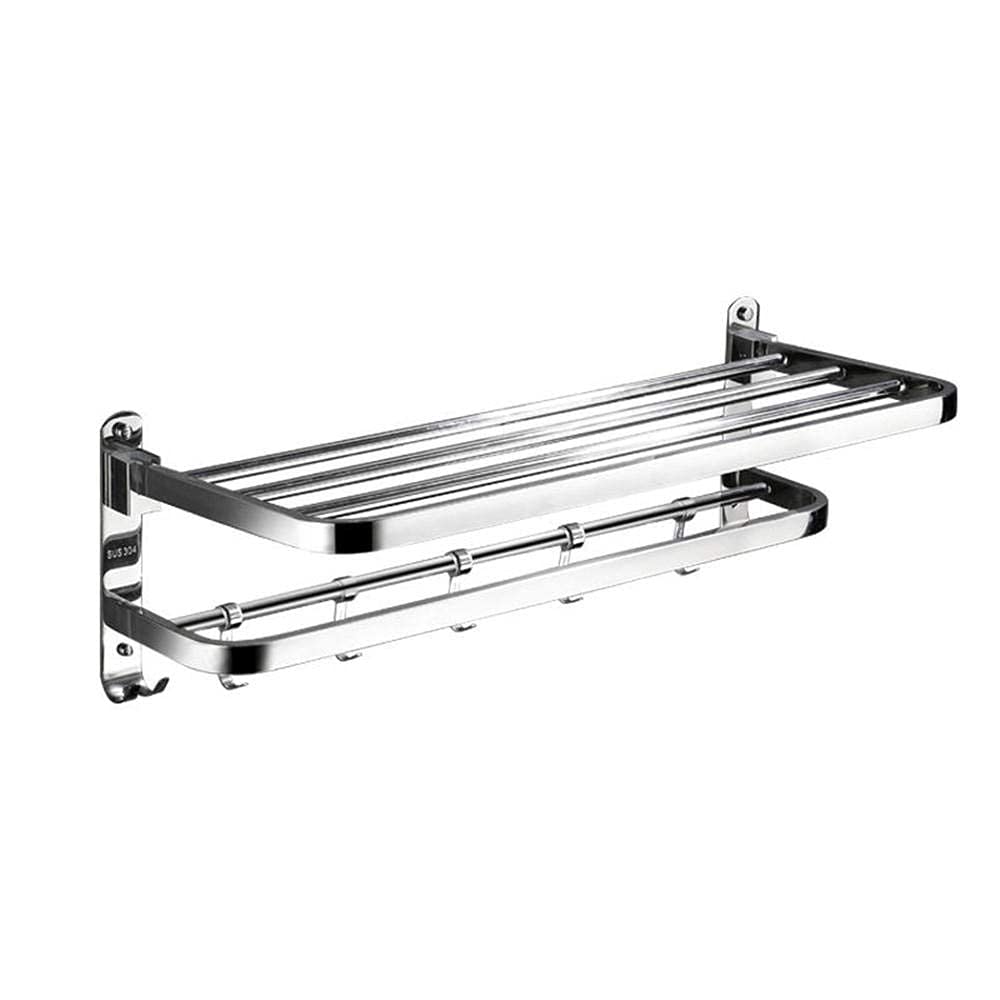 FGXHHS Towel Rack,Double Rail,Bathroom Shelf,Wall Mounted Hand Holder,304 Stainless Steel Shelf,for Bathroom Kitchen-B-50cm (B60cm)
