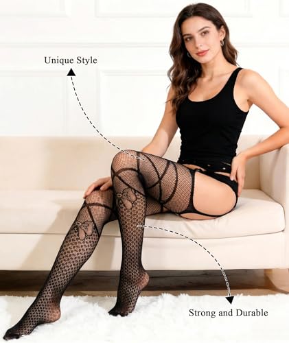 Image of Chalier Fishnet Stockings Lace Tights Thigh High Stockings for Women